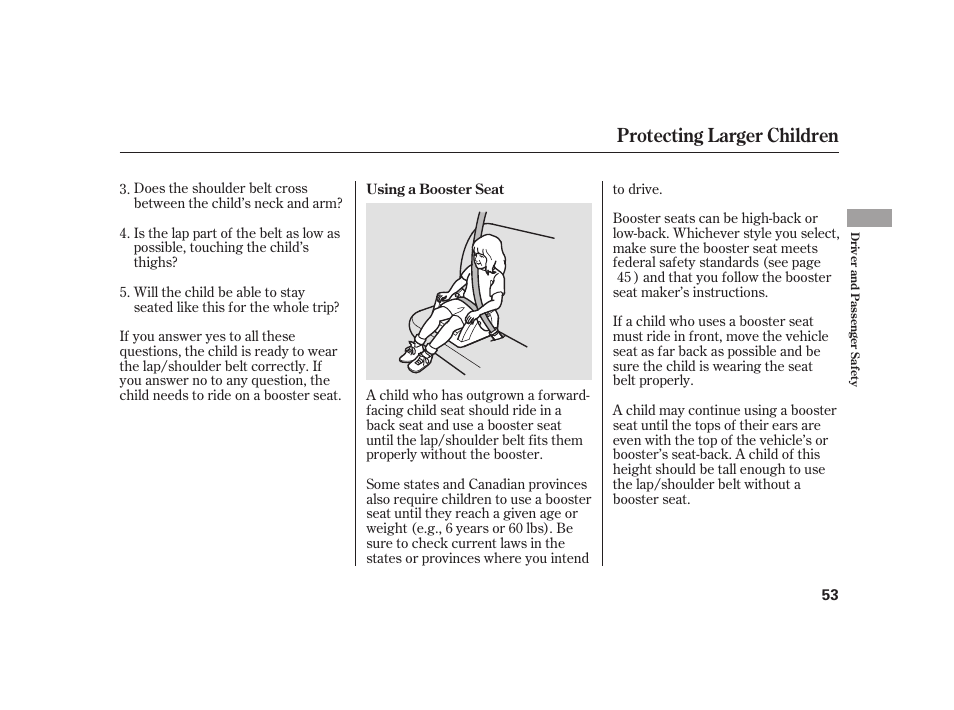 Protecting larger children | Acura 2009 RL User Manual | Page 59 / 554