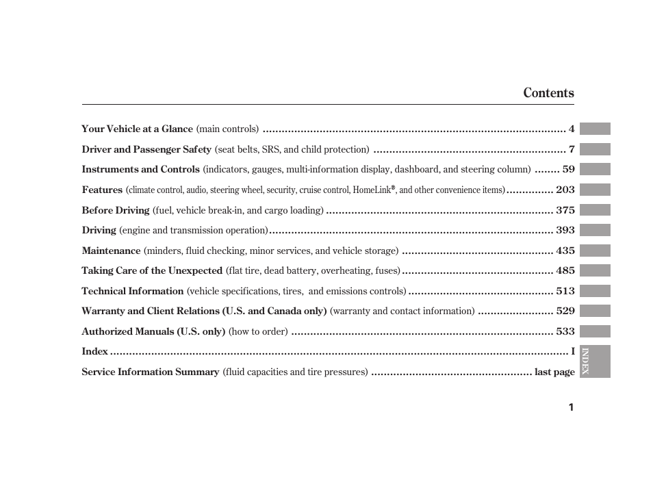 Acura 2009 RL User Manual | Page 7 / 554
