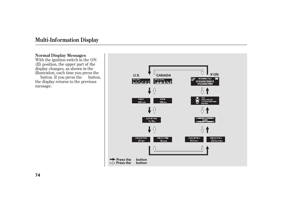 Multi-information display | Acura 2009 RL User Manual | Page 80 / 554