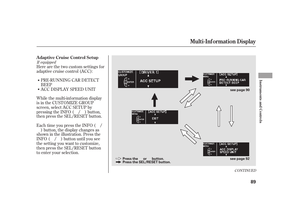 Multi-information display | Acura 2009 RL User Manual | Page 95 / 554