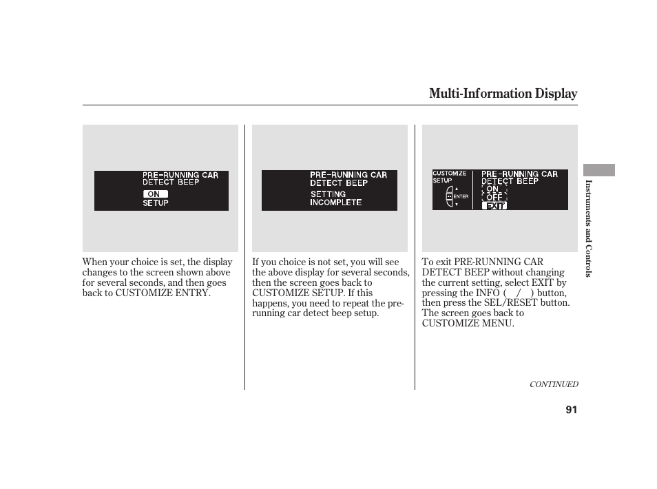 Multi-information display | Acura 2009 RL User Manual | Page 97 / 554