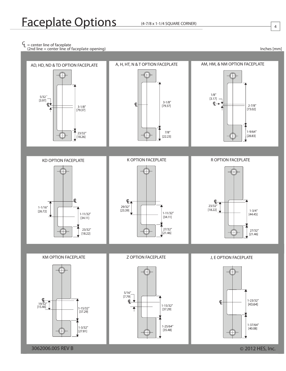 Installation instructions, Product components, Faceplate options | 1006 series electric strike, Electrical specifications | HES 1006 User Manual | Page 4 / 4