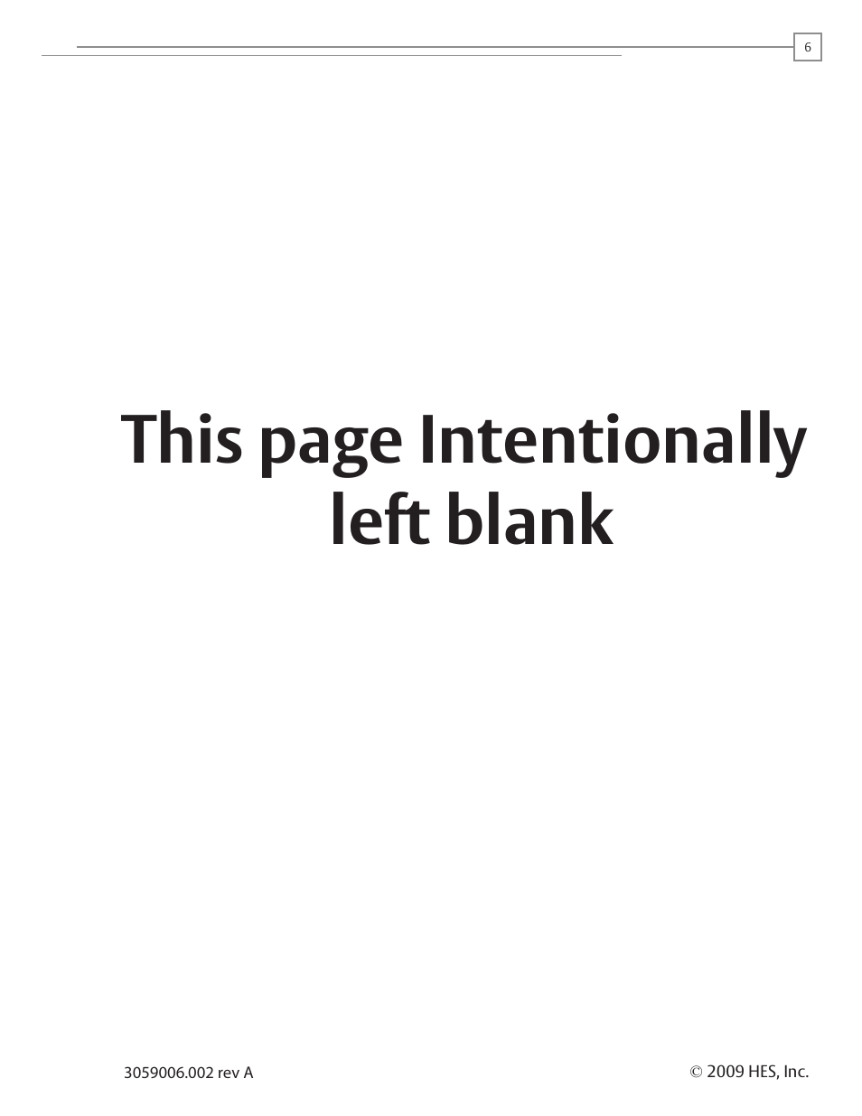 This page intentionally left blank | HES 5200 User Manual | Page 6 / 6