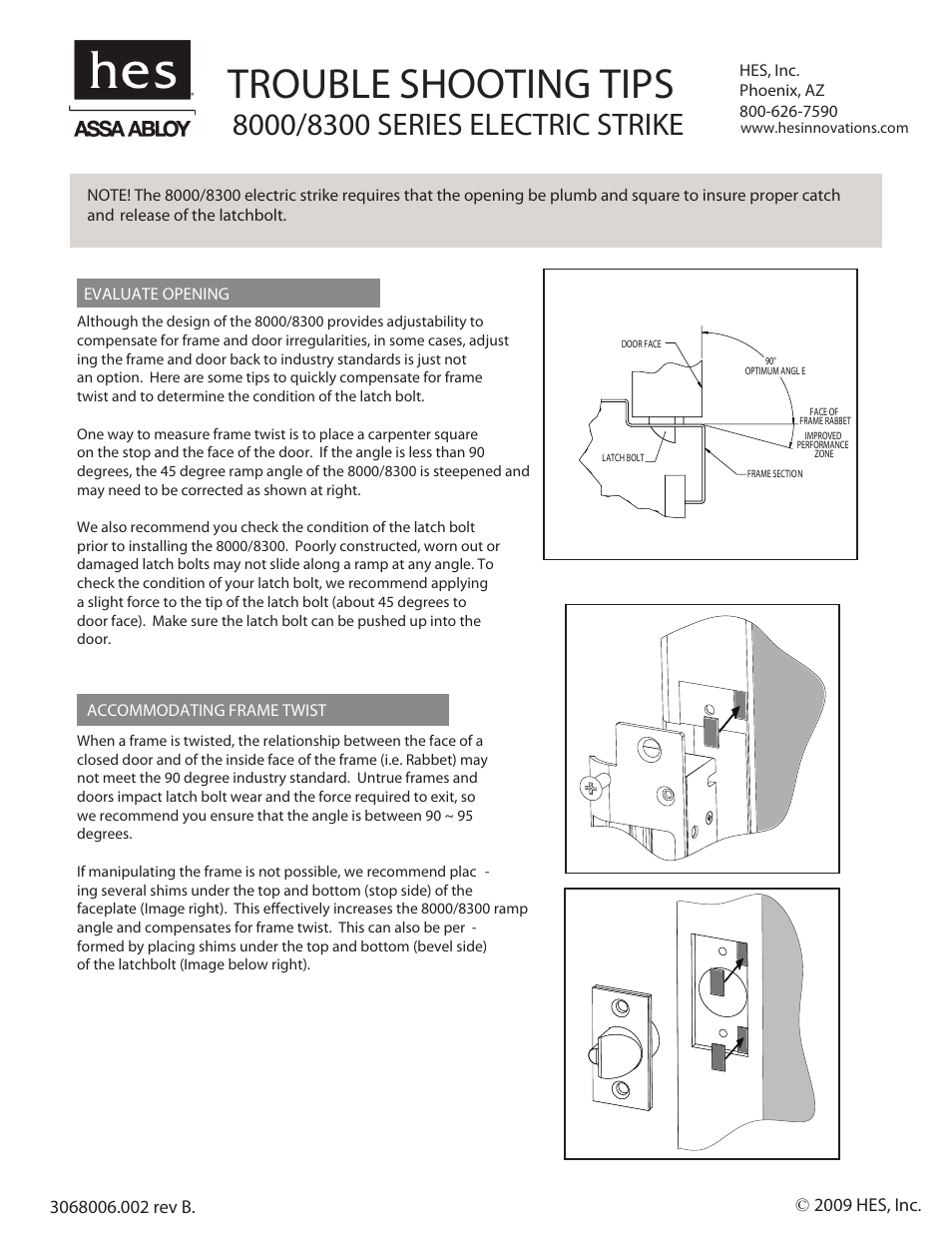 Trouble shooting tips | HES 8000 User Manual | Page 2 / 2