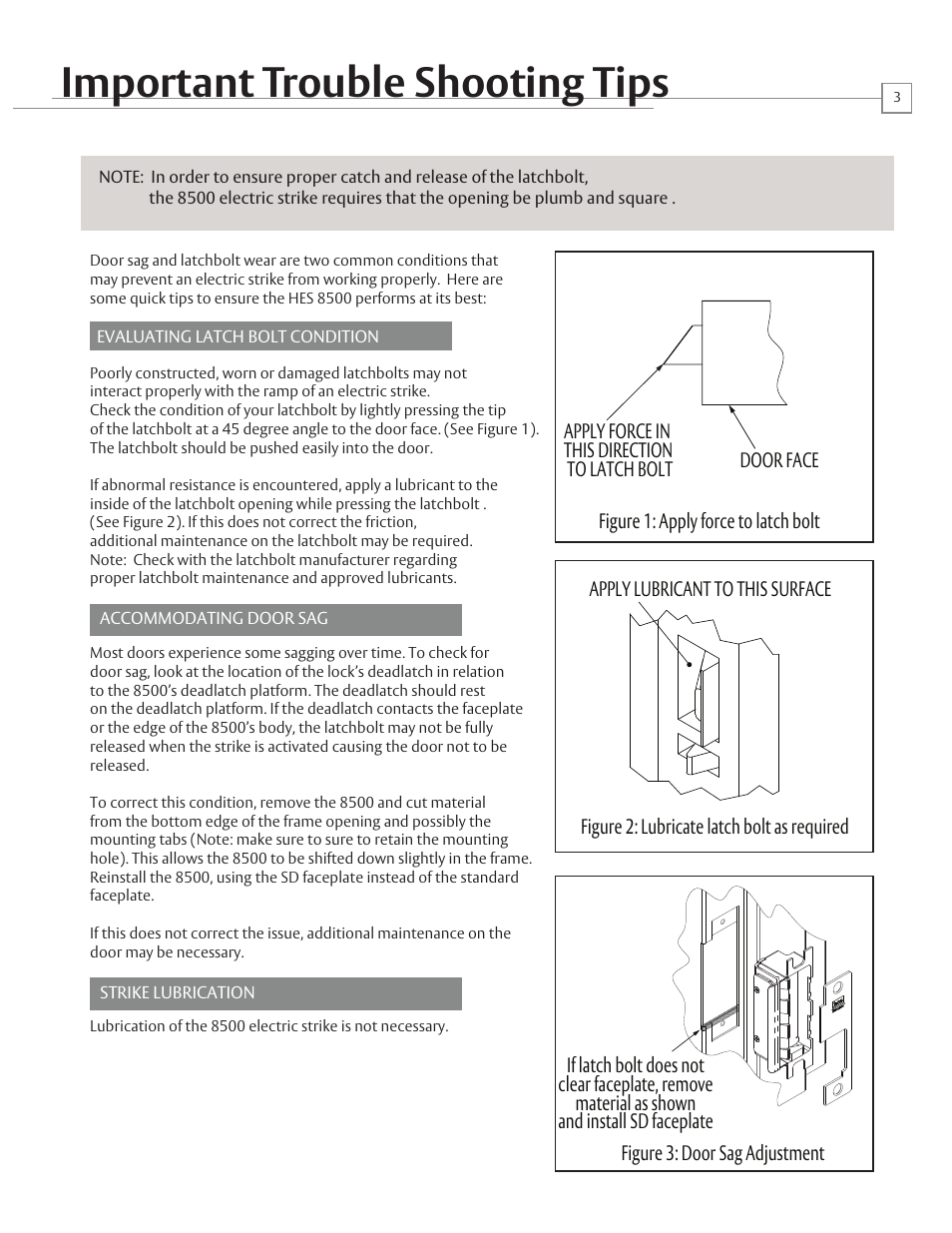 Important trouble shooting tips | HES 8500 User Manual | Page 3 / 6