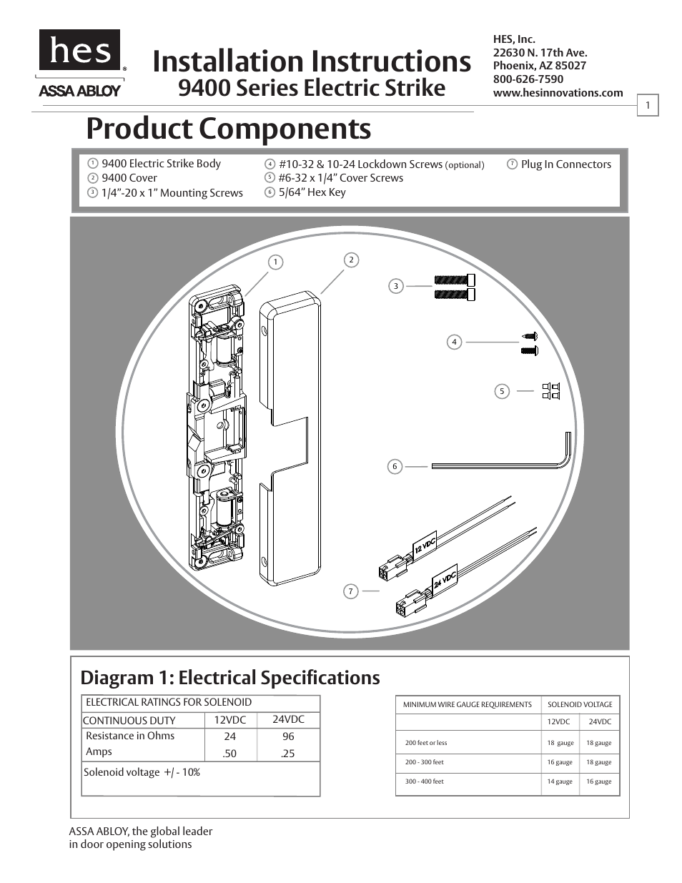 HES 9400 User Manual | 4 pages