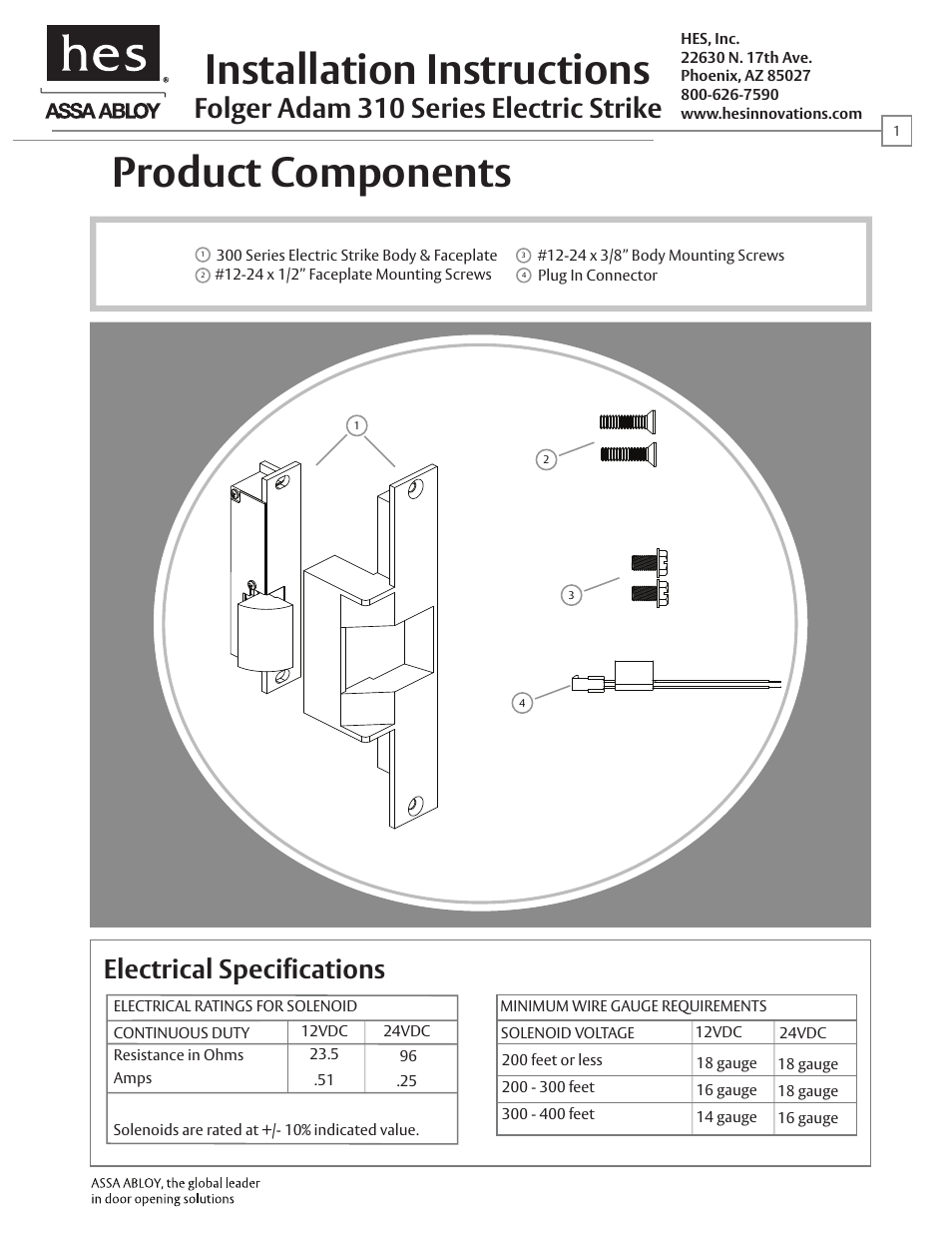 HES FOLGER ADAM 310-3-1 User Manual | 6 pages