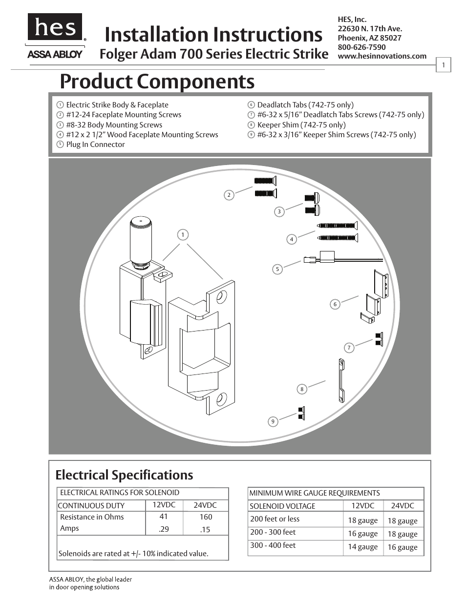 HES FOLGER ADAM 712 User Manual | 6 pages