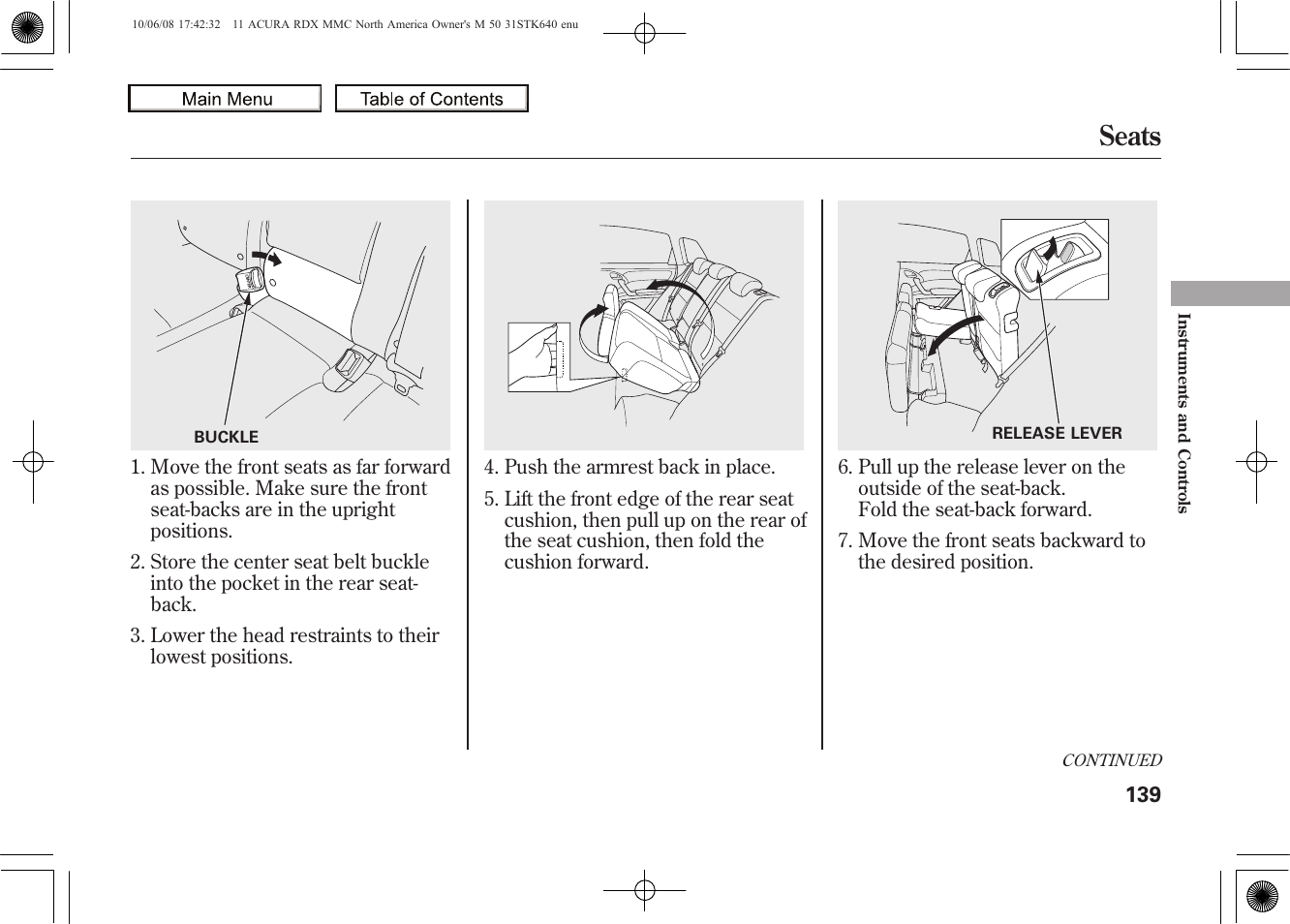 Seats, 2011 rdx | Acura 2011 RDX User Manual | Page 143 / 514