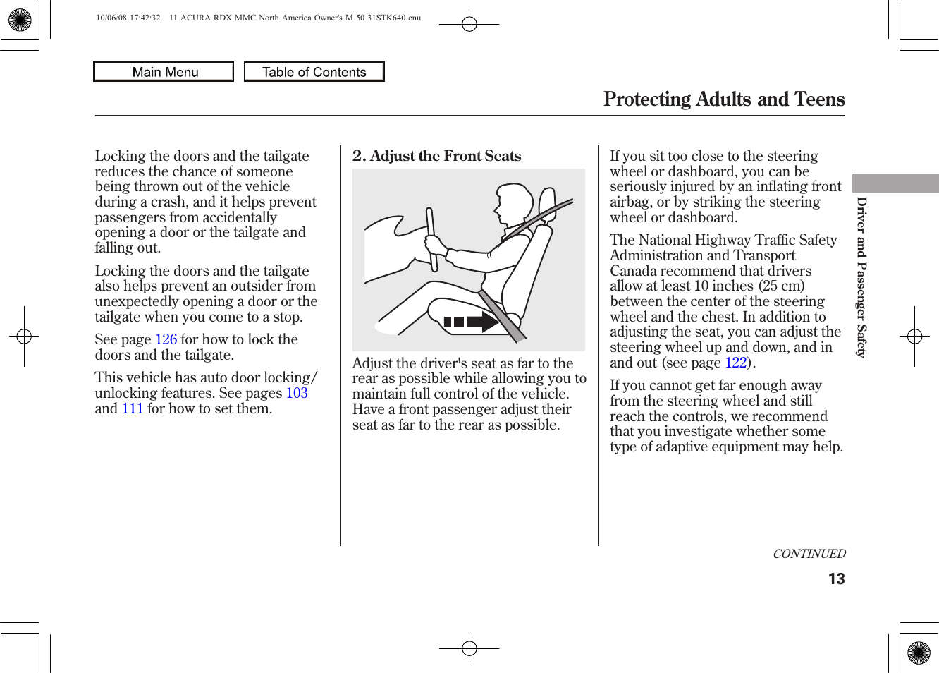 Protecting adults and teens, 2011 rdx | Acura 2011 RDX User Manual | Page 17 / 514