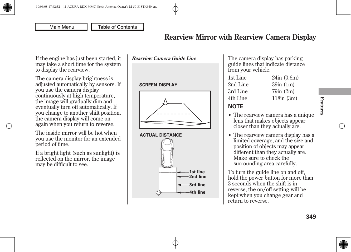 Rearview mirror with rearview camera display, 2011 rdx | Acura 2011 RDX User Manual | Page 353 / 514