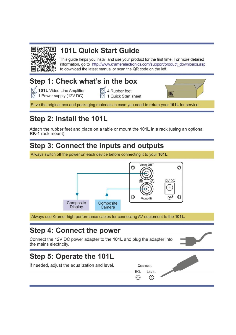 Kramer Electronics 101L User Manual | Page 2 / 11