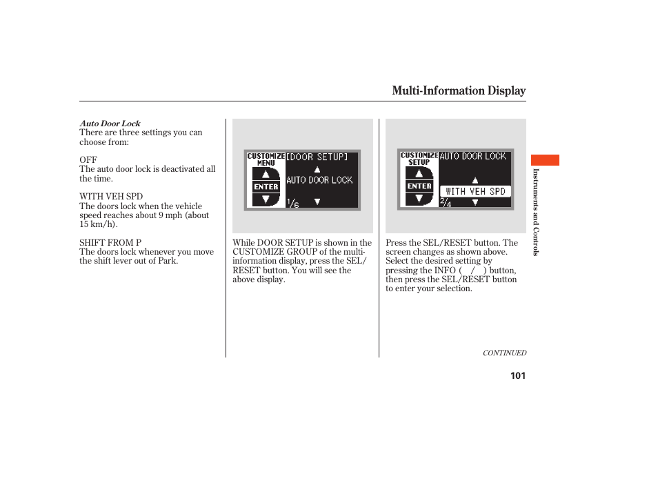 Multi-information display | Acura 2008 RDX User Manual | Page 107 / 434