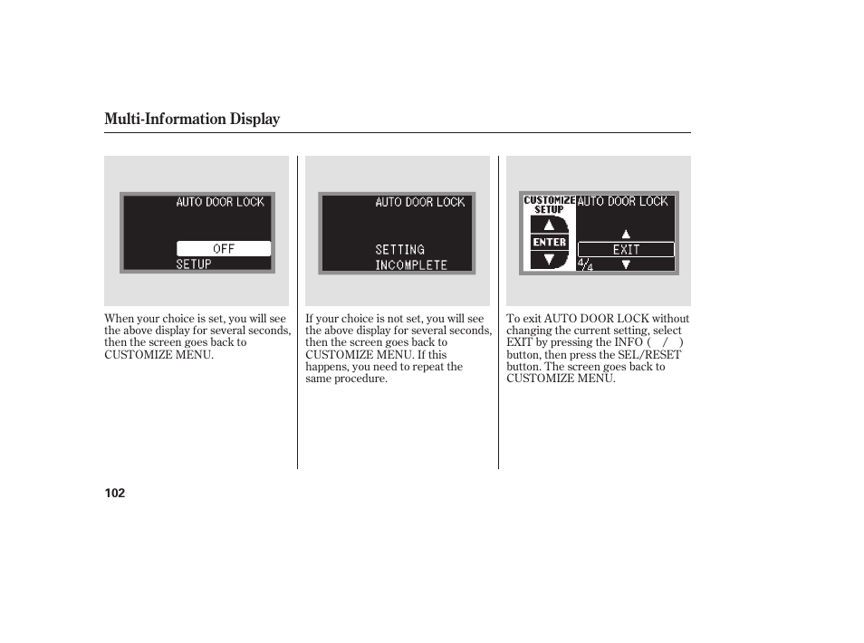 Multi-information display | Acura 2008 RDX User Manual | Page 108 / 434