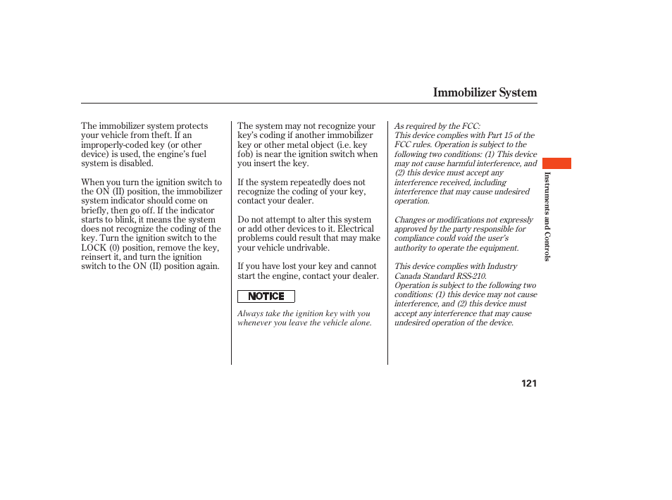 Immobilizer system | Acura 2008 RDX User Manual | Page 127 / 434