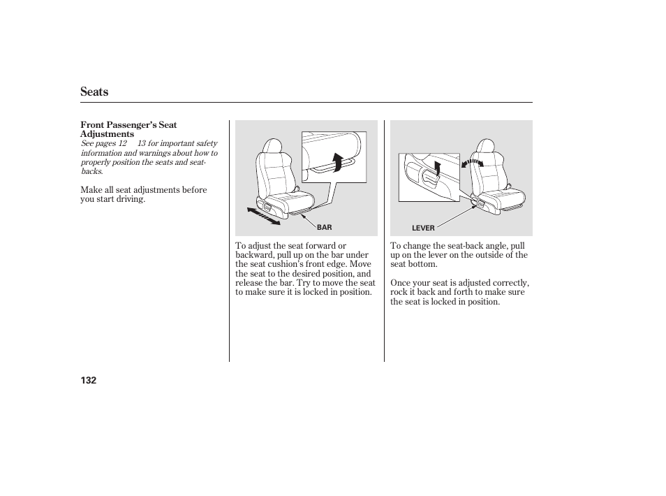 Seats | Acura 2008 RDX User Manual | Page 138 / 434