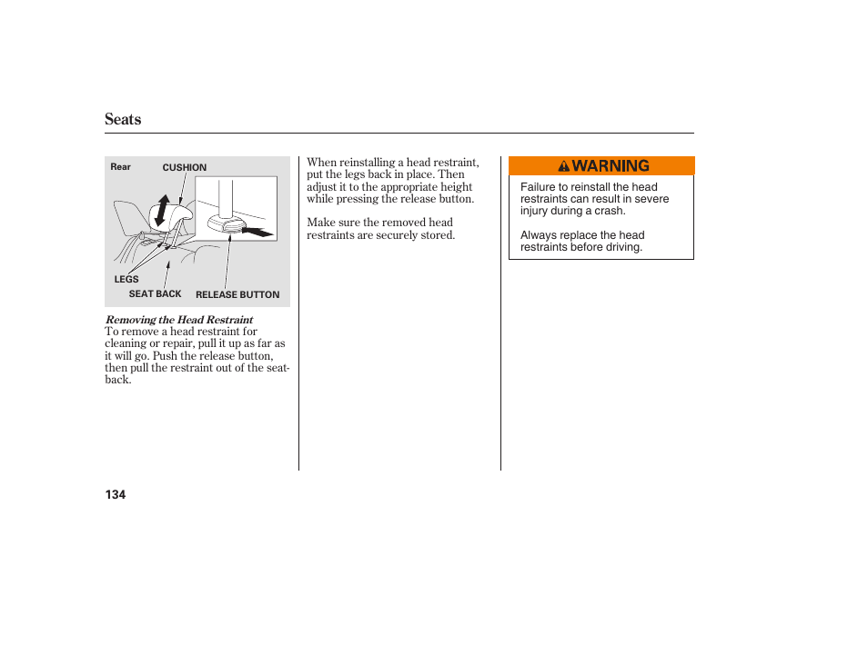 Seats | Acura 2008 RDX User Manual | Page 140 / 434