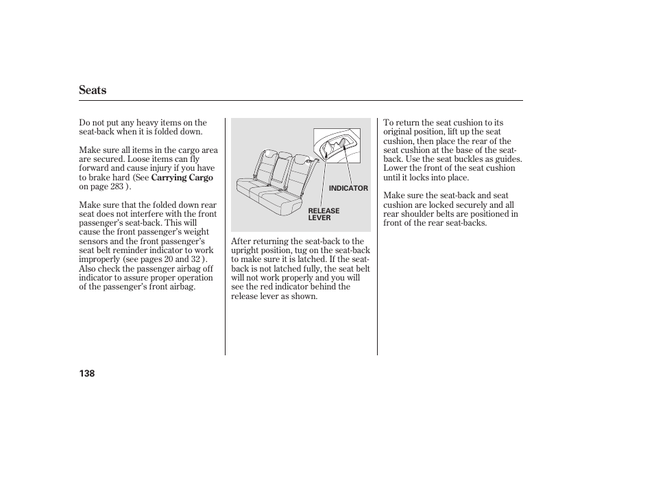 Seats | Acura 2008 RDX User Manual | Page 144 / 434