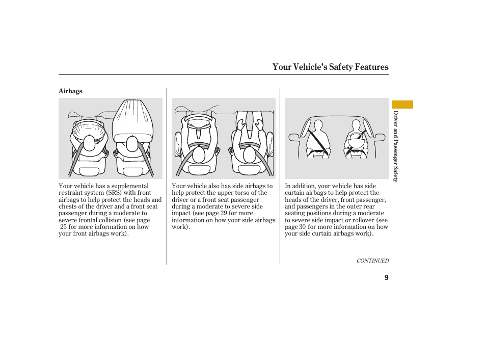 Your vehicle’s safety features | Acura 2008 RDX User Manual | Page 15 / 434