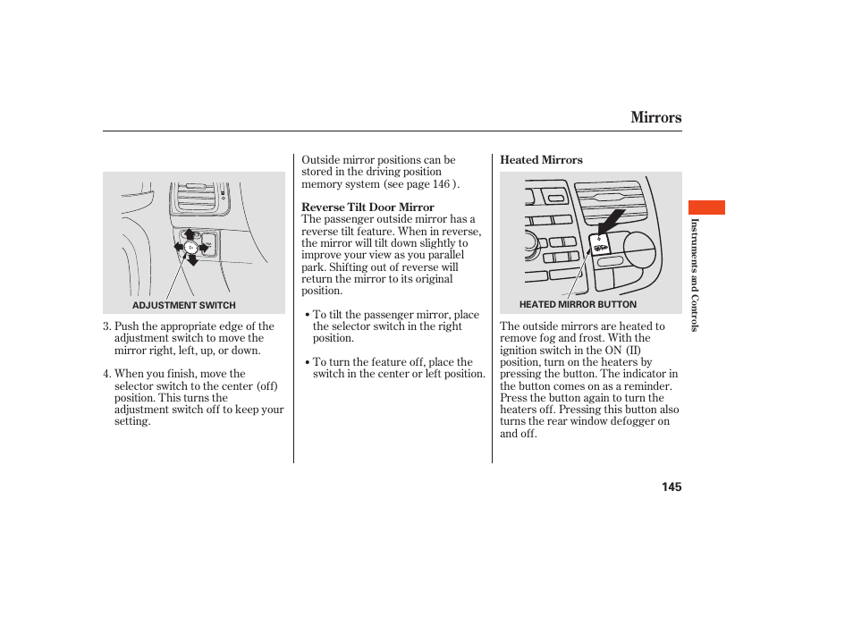 Mirrors | Acura 2008 RDX User Manual | Page 151 / 434