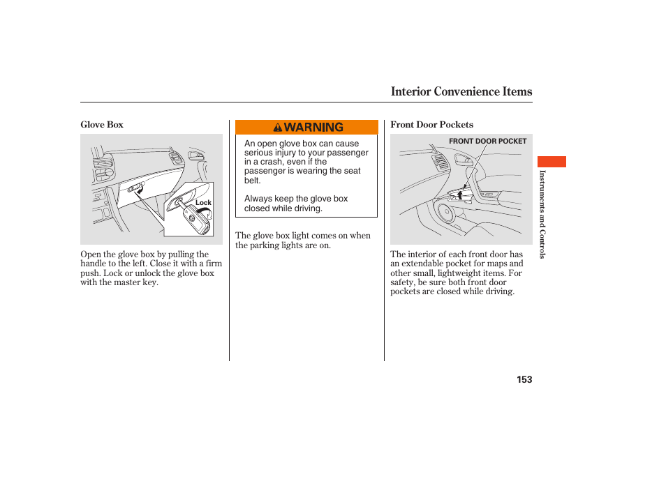 Interior convenience items | Acura 2008 RDX User Manual | Page 159 / 434