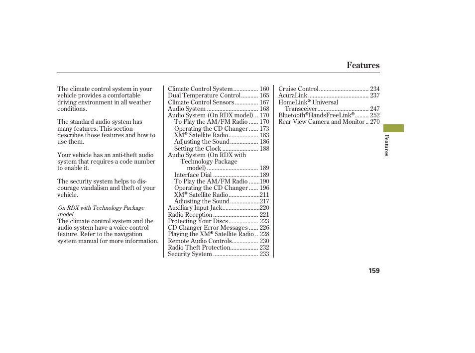 Features | Acura 2008 RDX User Manual | Page 165 / 434