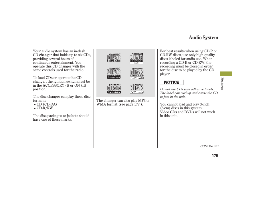Audio system | Acura 2008 RDX User Manual | Page 181 / 434