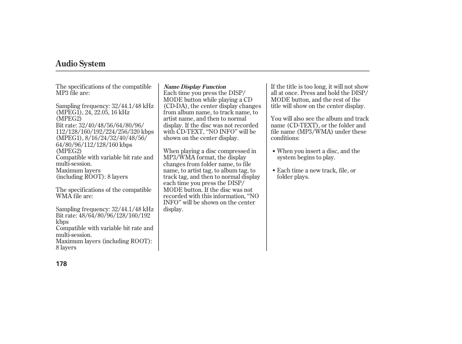 Audio system | Acura 2008 RDX User Manual | Page 184 / 434