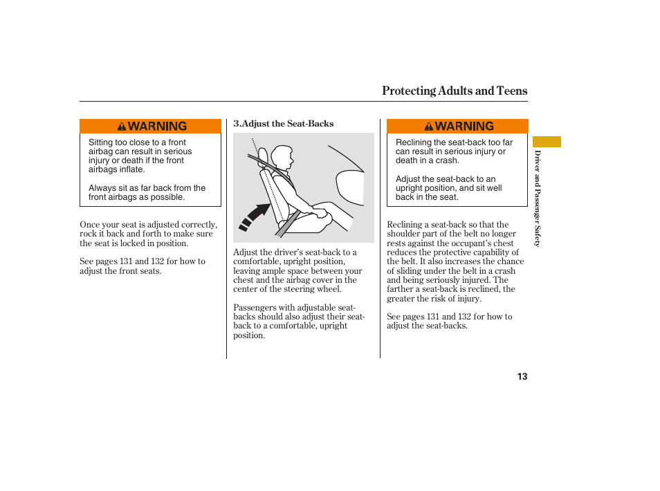 Protecting adults and teens | Acura 2008 RDX User Manual | Page 19 / 434