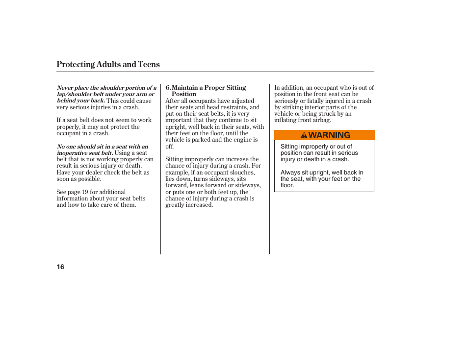 Protecting adults and teens | Acura 2008 RDX User Manual | Page 22 / 434