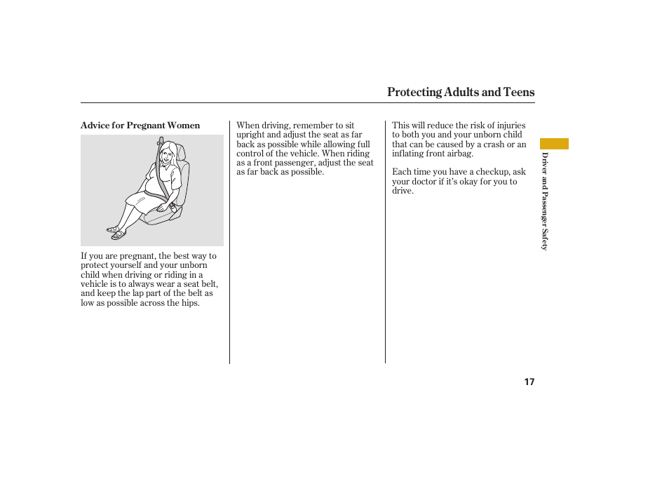 Protecting adults and teens | Acura 2008 RDX User Manual | Page 23 / 434