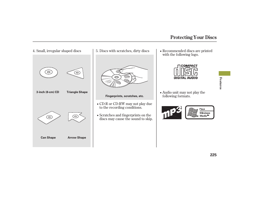 Protecting your discs | Acura 2008 RDX User Manual | Page 231 / 434