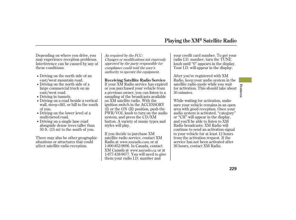 Playing the xm satellite radio | Acura 2008 RDX User Manual | Page 235 / 434