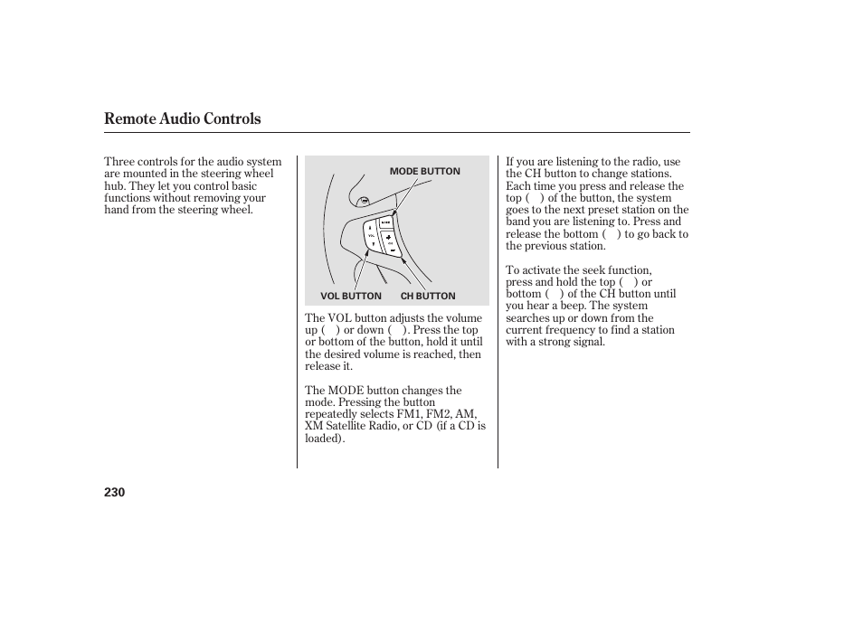 Remote audio controls | Acura 2008 RDX User Manual | Page 236 / 434