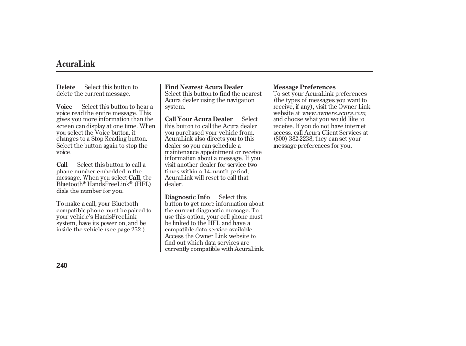 Acuralink | Acura 2008 RDX User Manual | Page 246 / 434