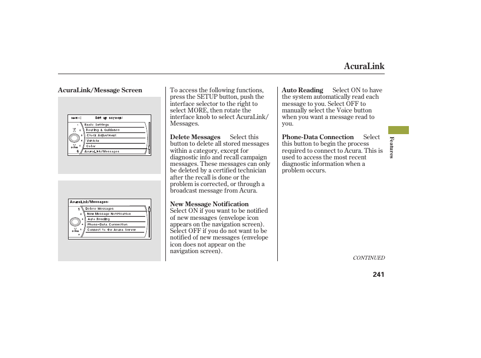 Acuralink | Acura 2008 RDX User Manual | Page 247 / 434