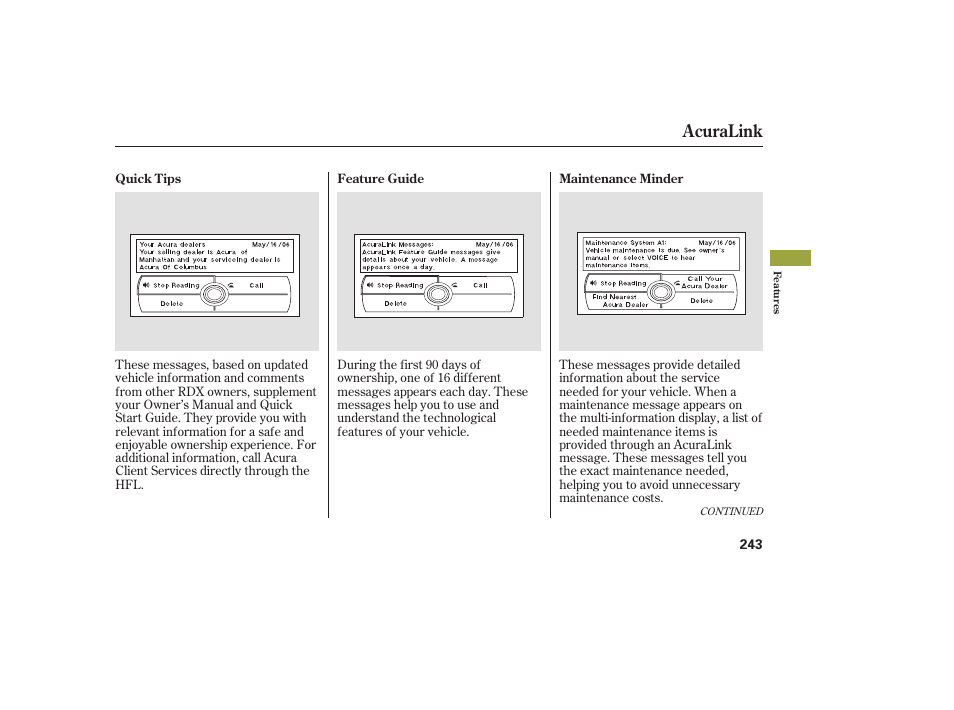 Acuralink | Acura 2008 RDX User Manual | Page 249 / 434
