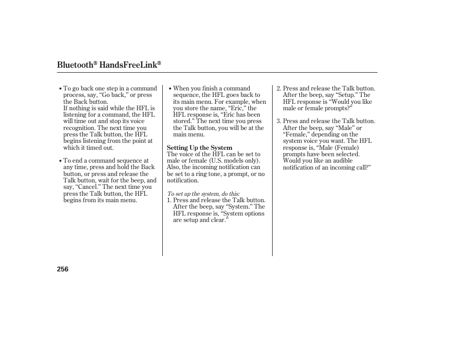 Bluetooth handsfreelink | Acura 2008 RDX User Manual | Page 262 / 434