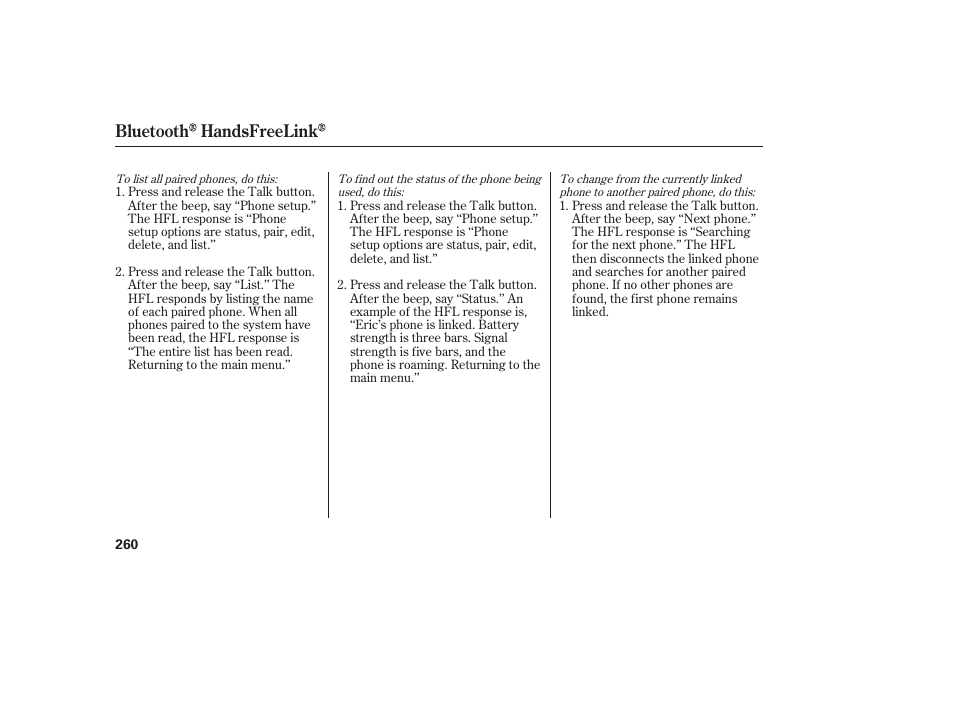 Bluetooth handsfreelink | Acura 2008 RDX User Manual | Page 266 / 434