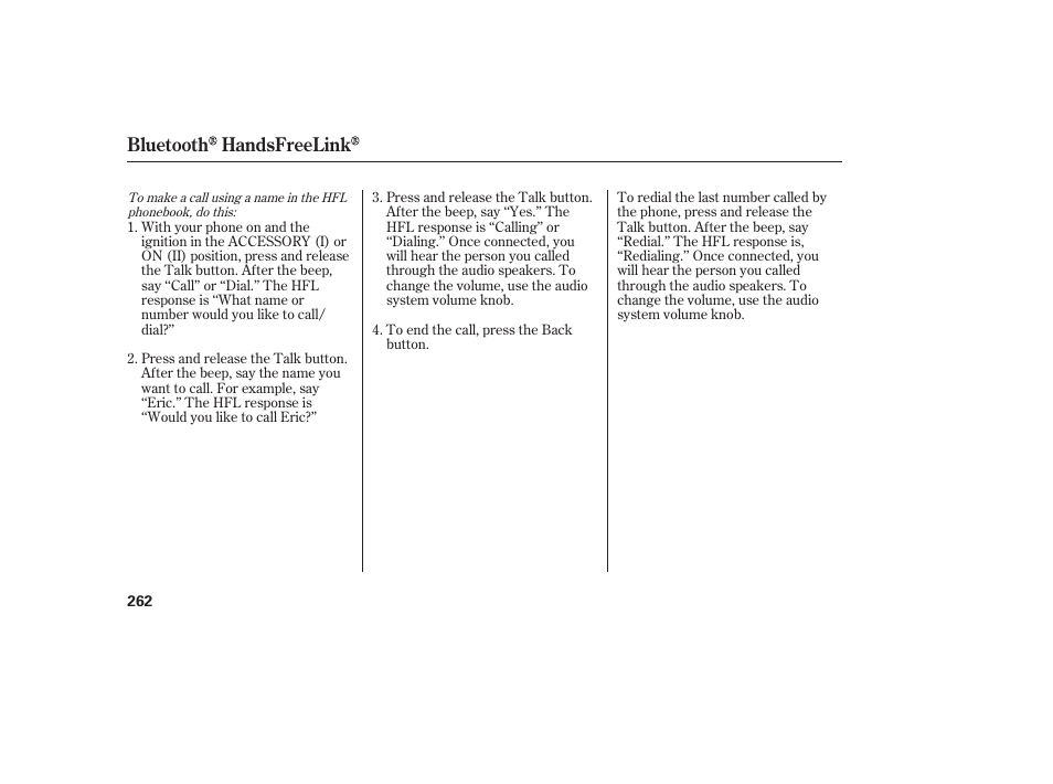 Bluetooth handsfreelink | Acura 2008 RDX User Manual | Page 268 / 434