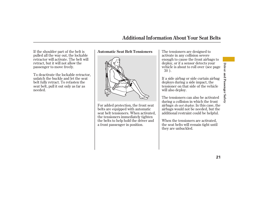 Additional information about your seat belts | Acura 2008 RDX User Manual | Page 27 / 434