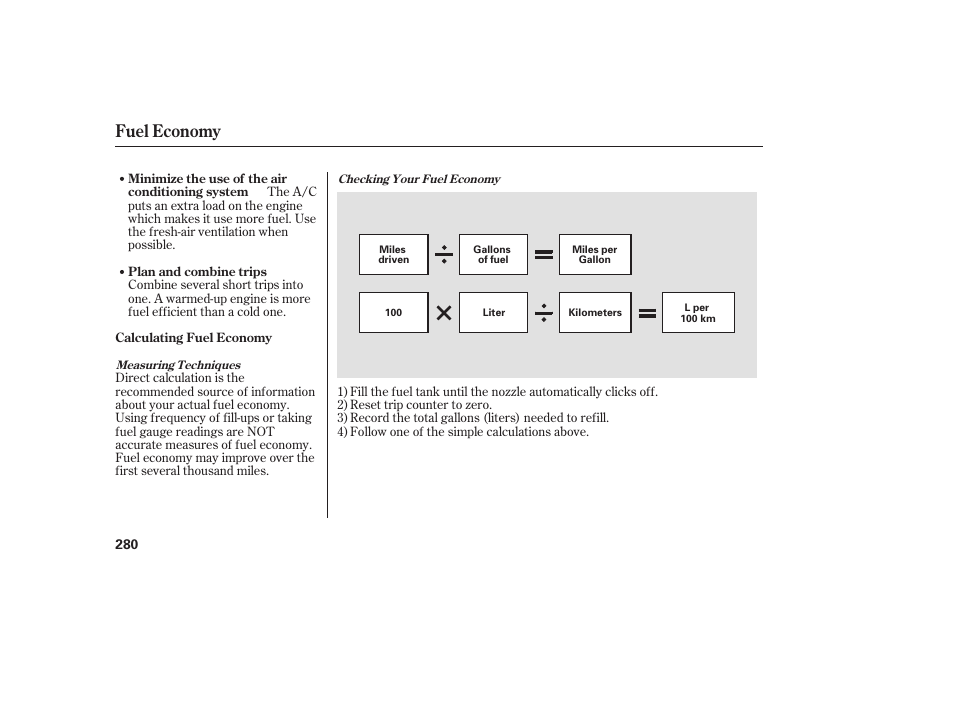 Fuel economy | Acura 2008 RDX User Manual | Page 286 / 434