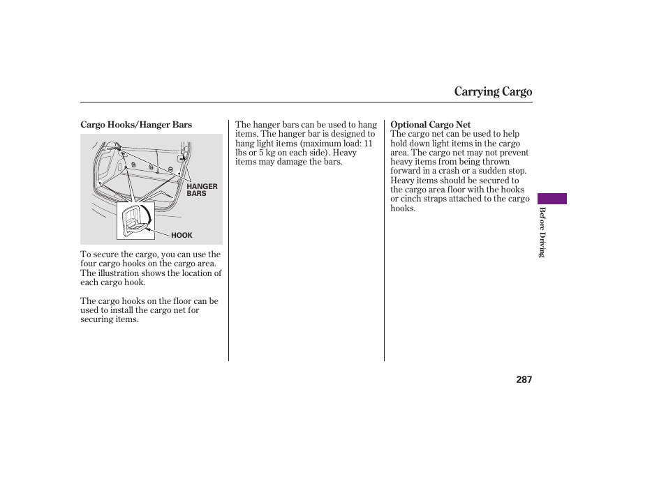 Carrying cargo | Acura 2008 RDX User Manual | Page 293 / 434