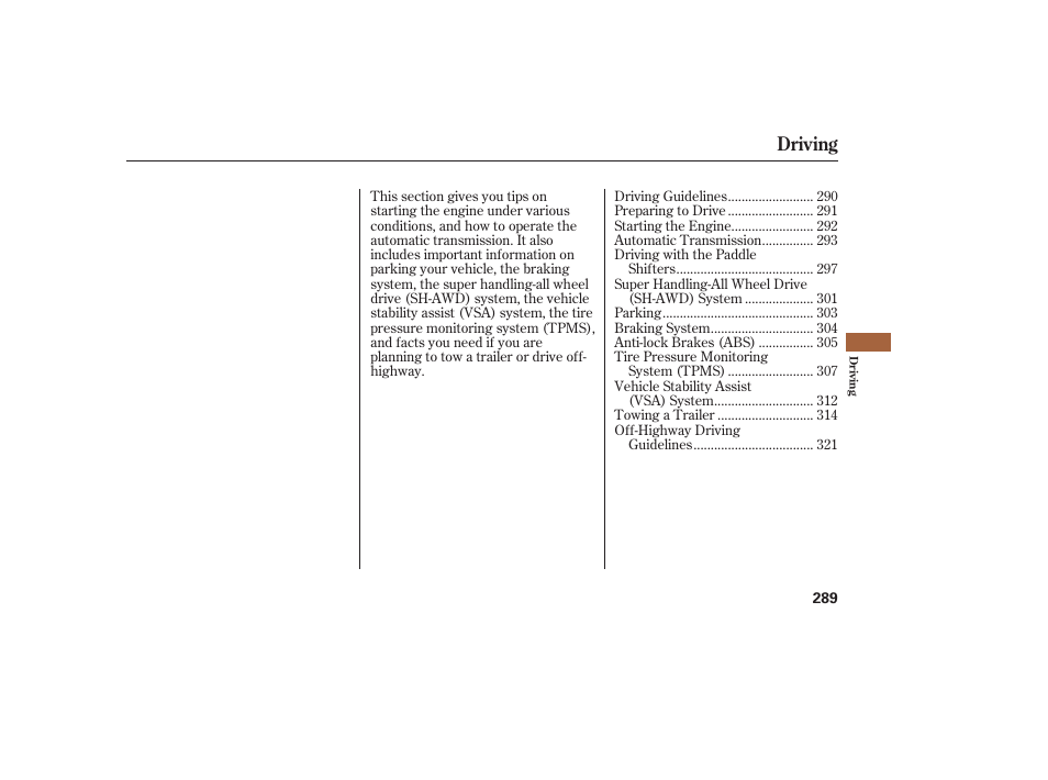 Driving | Acura 2008 RDX User Manual | Page 295 / 434