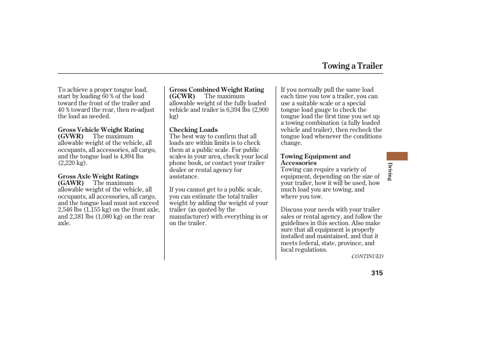 Towing a trailer | Acura 2008 RDX User Manual | Page 321 / 434