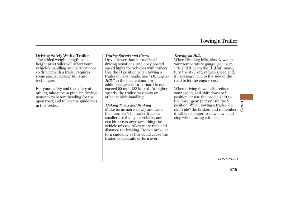 Towing a trailer | Acura 2008 RDX User Manual | Page 325 / 434