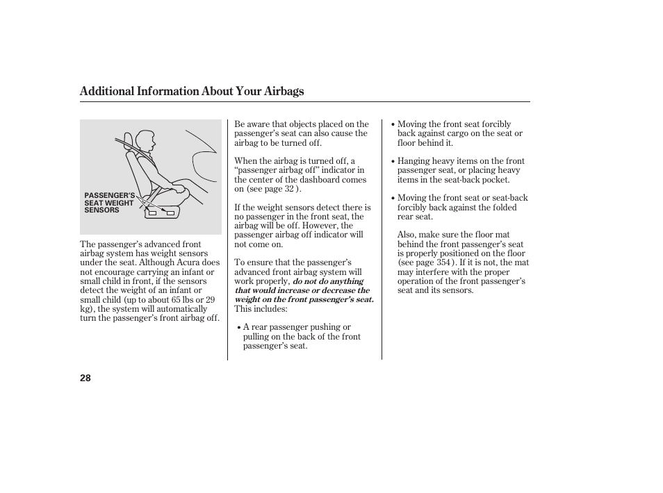 Additional information about your airbags | Acura 2008 RDX User Manual | Page 34 / 434