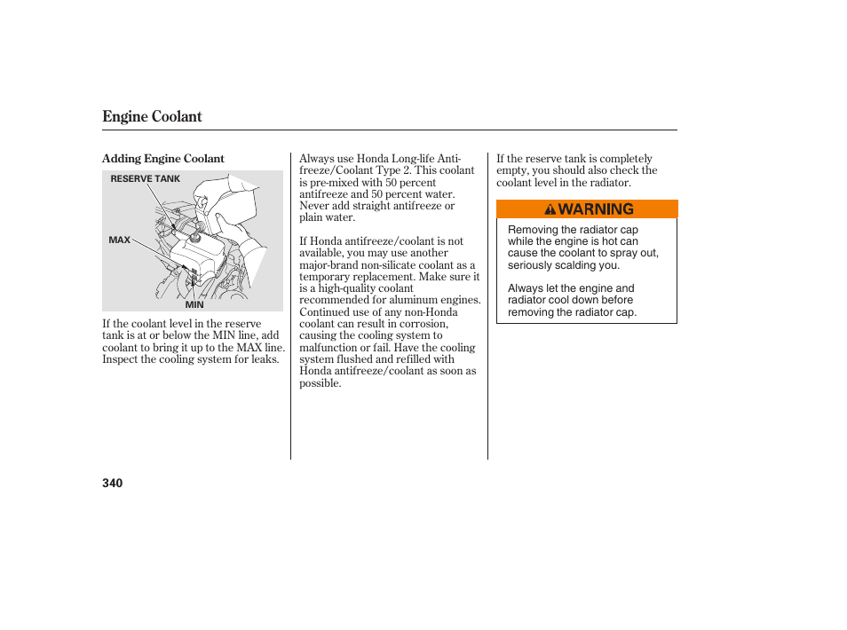 Engine coolant | Acura 2008 RDX User Manual | Page 346 / 434