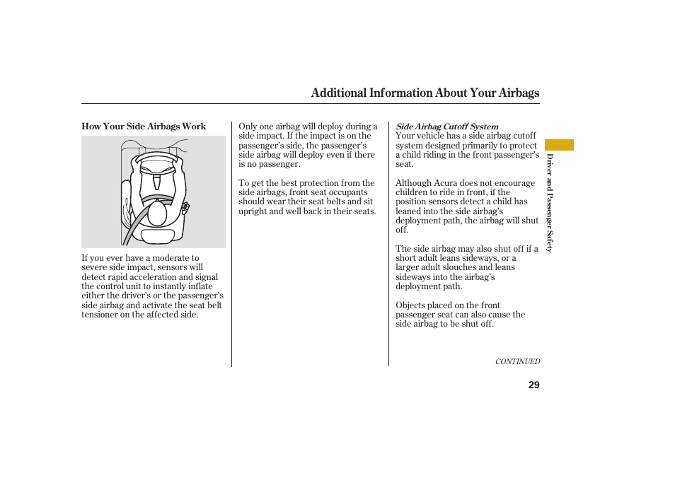 Additional information about your airbags | Acura 2008 RDX User Manual | Page 35 / 434