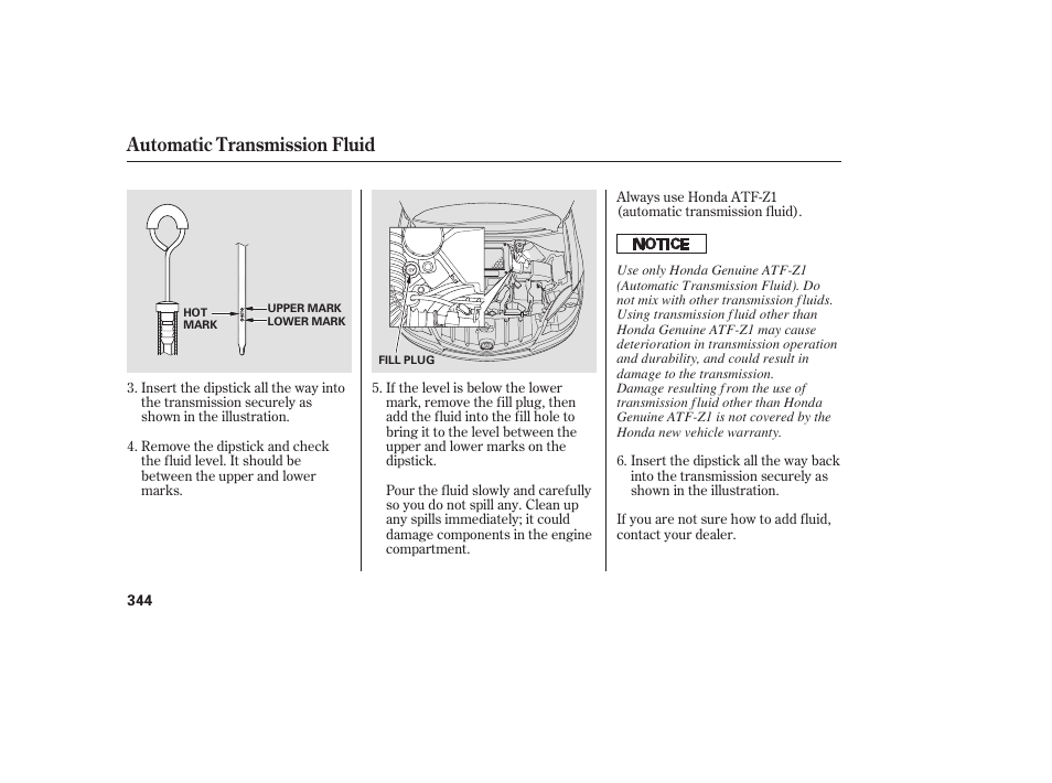 Automatic transmission fluid | Acura 2008 RDX User Manual | Page 350 / 434